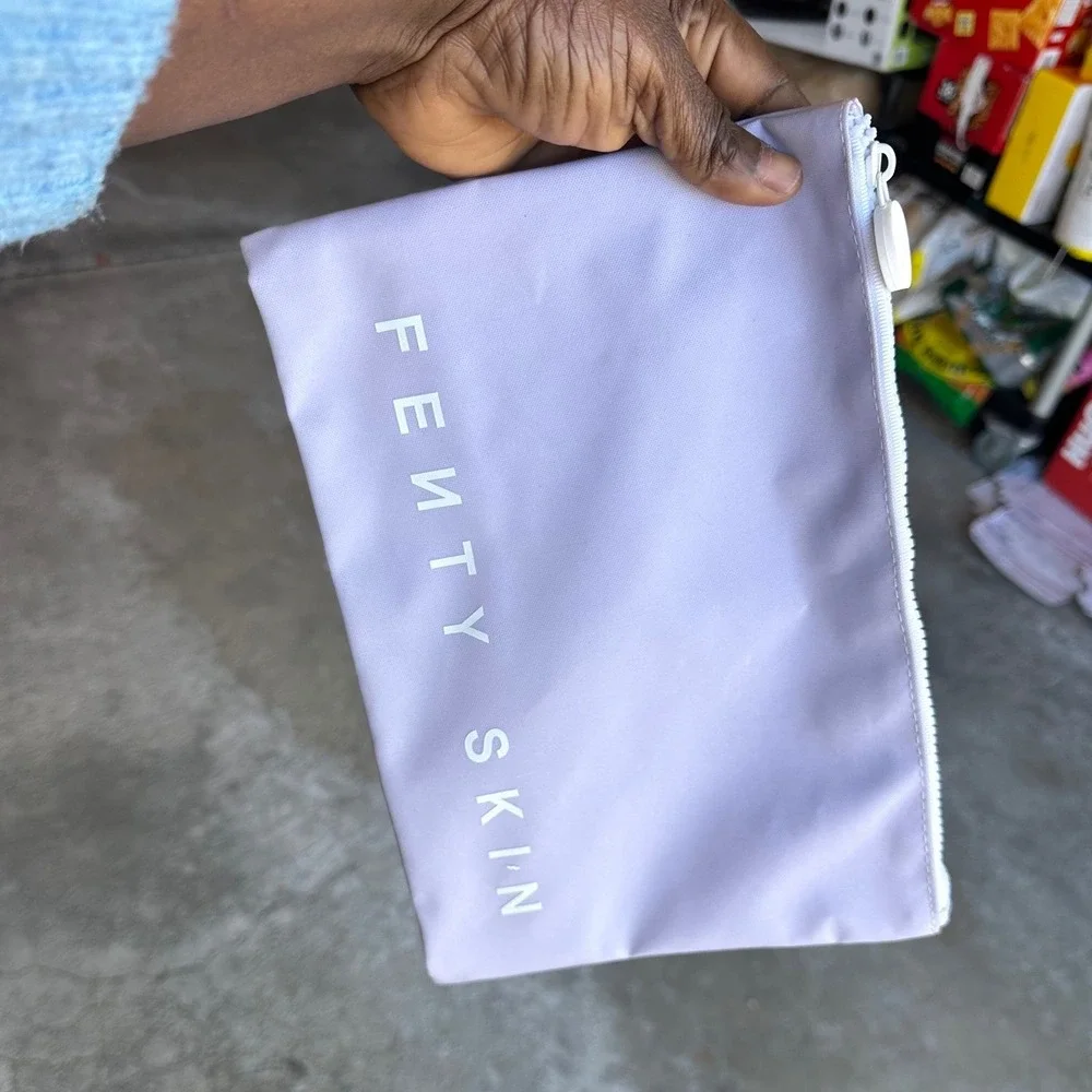 Fenty Skin Lavender Grey Makeup Bag Zippered Pouch Travel Cosmetic Case Logo